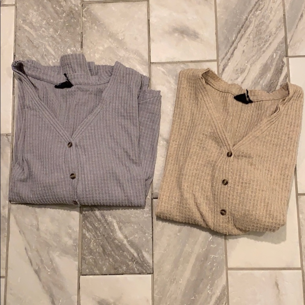 Gray and beige button up sweaters bundle
